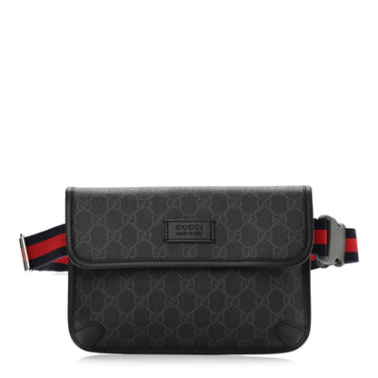 Gucci GG Supreme Monogram Web Slim Belt Bag Black Grey 1 of 15