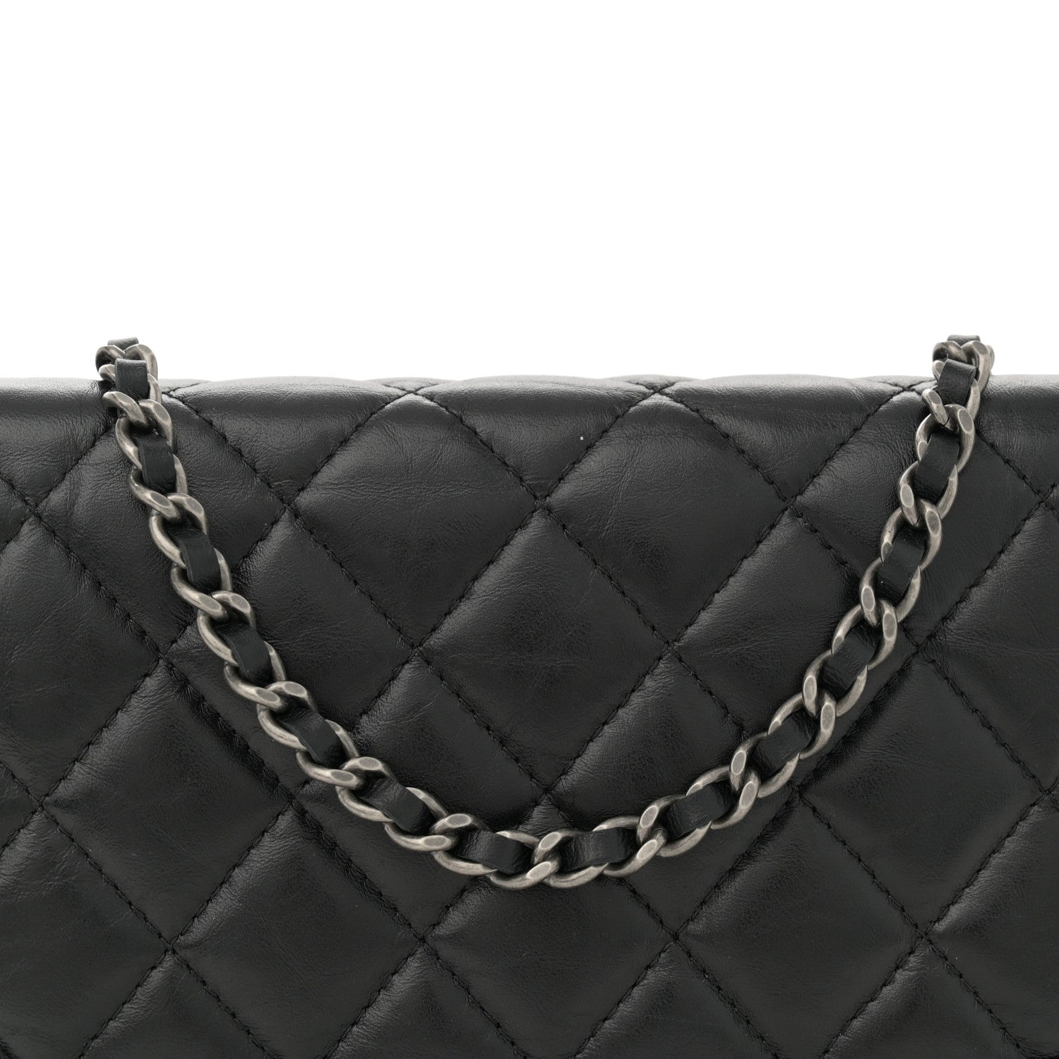 Chanel Aged Calfskin Quilted Gabrielle Wallet On Chain WOC Black 8 of 12