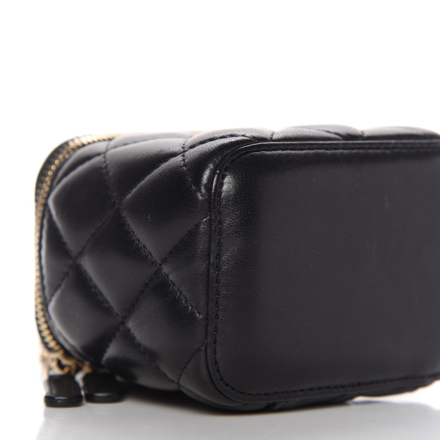 Lambskin Quilted Mini Vanity Case With Chain Black