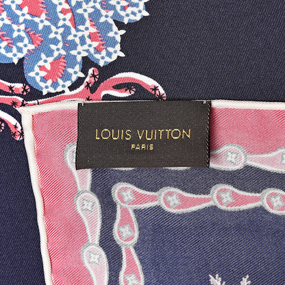Louis Vuitton Silk Shawl Navy 5 of 5