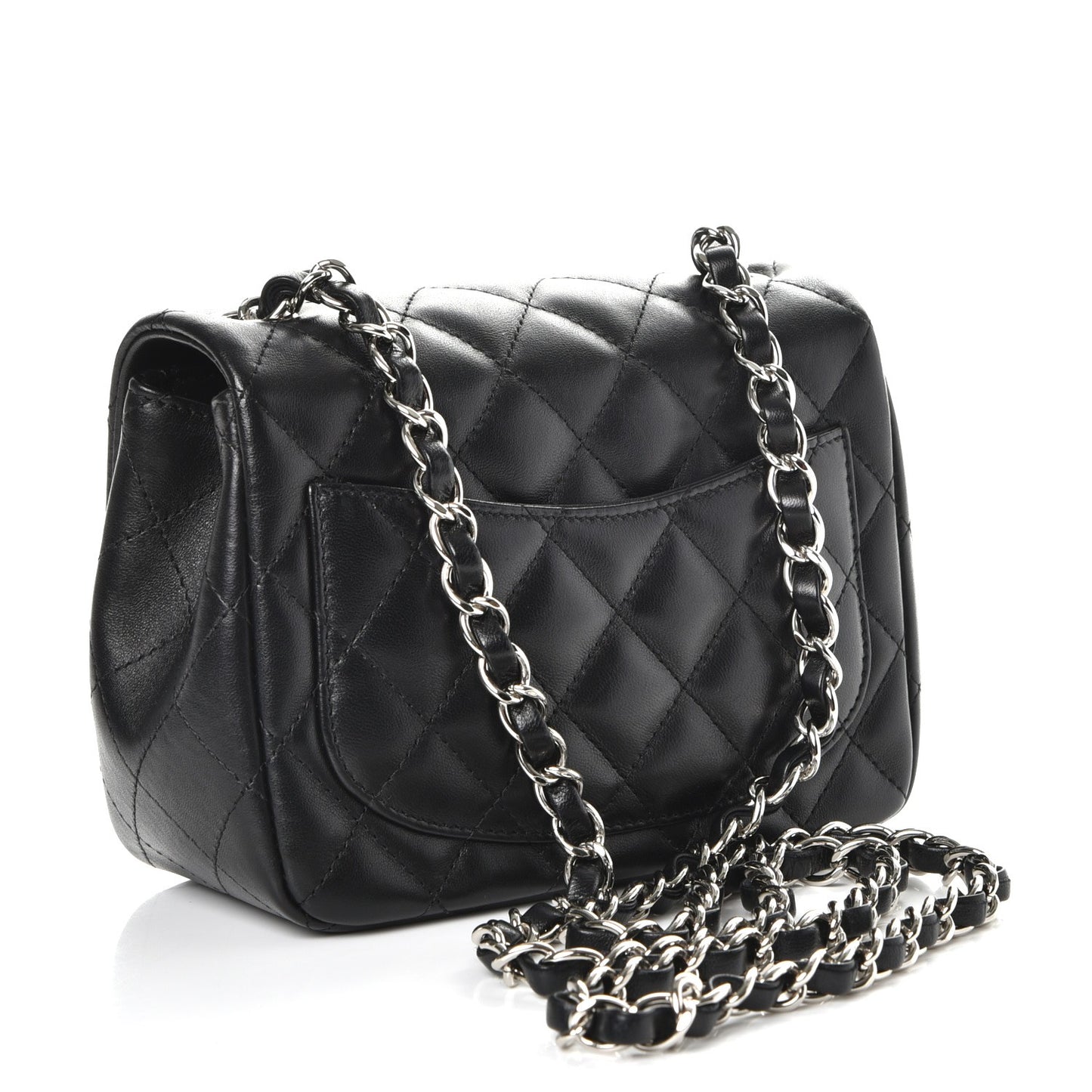 Lambskin Quilted Mini Square Flap Black