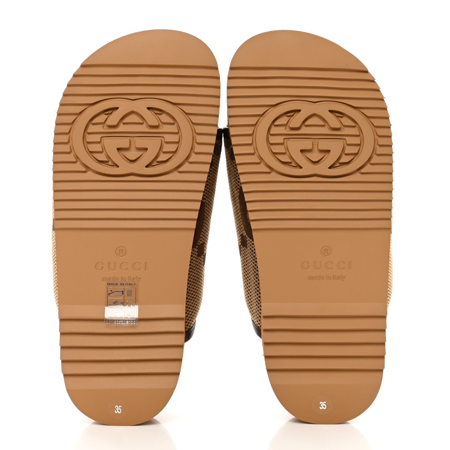 Gucci Monogram Jumbo GG Nappa Samoa Platform 40mm Slide Sandals 35 Camel Ebony New Acero 5 of 9