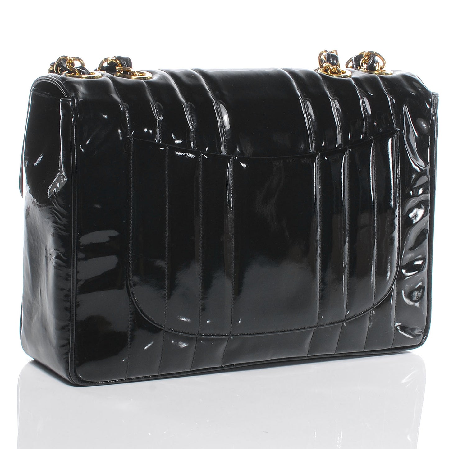Patent Vertical Quilt Jumbo Flap Black