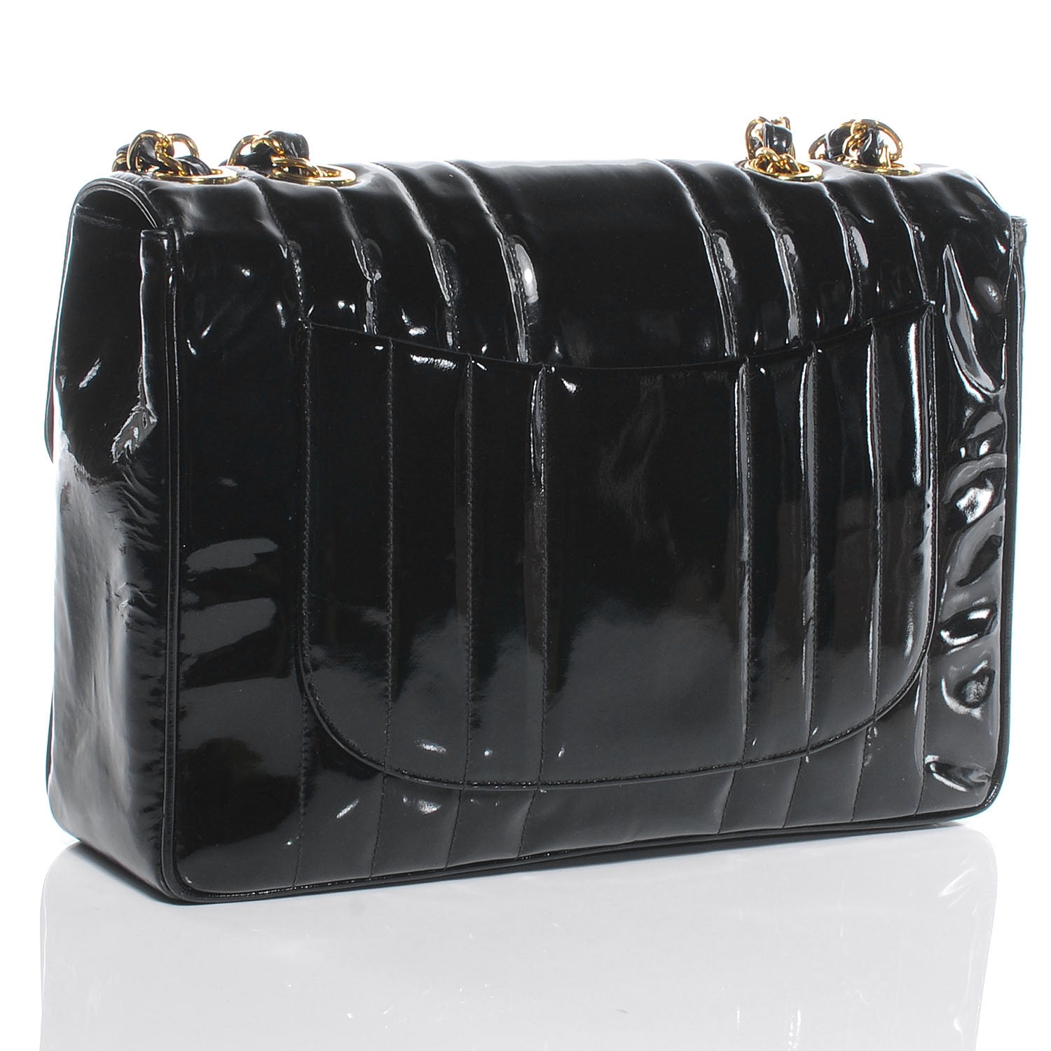 Chanel Patent Vertical Quilt Jumbo Flap Black 3 of 7