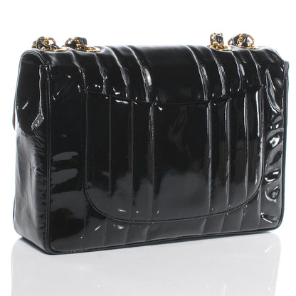Chanel Patent Vertical Quilt Jumbo Flap Black 3 of 7