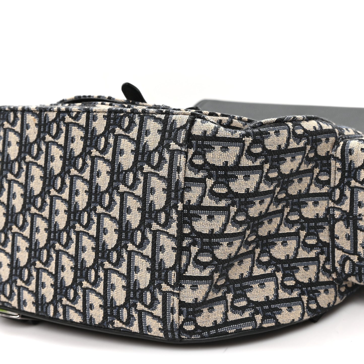 Oblique Grained Calfskin Maxi Gallop Backpack Blue Black