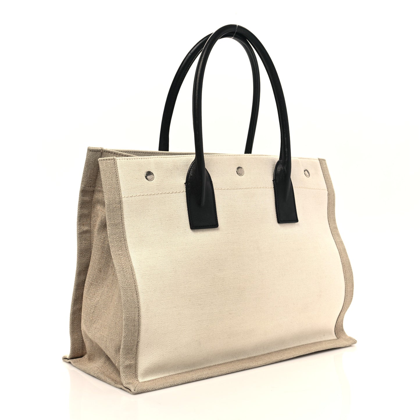 Linen Calfskin Small Rive Gauche Tote Greggio Natural