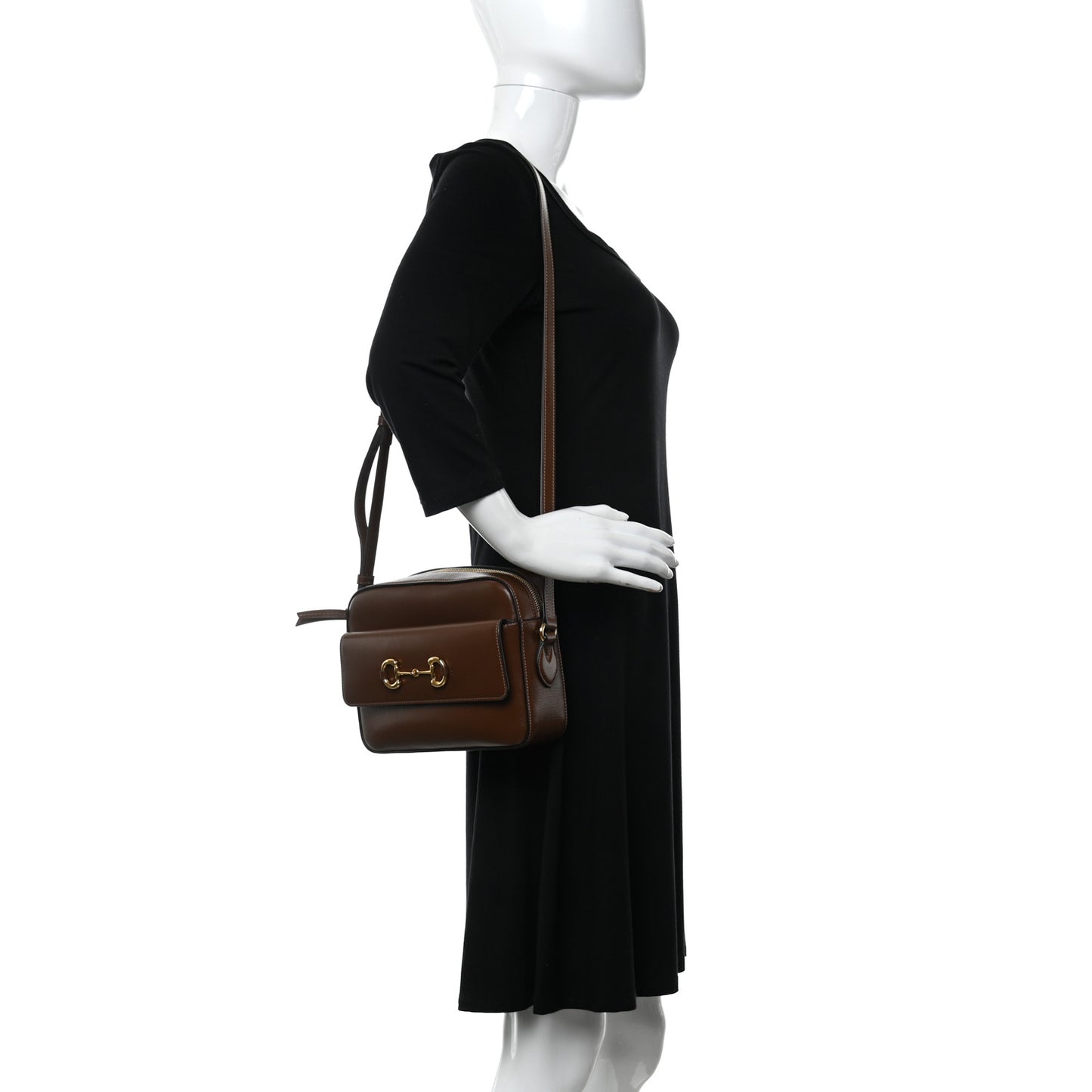 Azalea Calfskin Small Horsebit 1955 Shoulder Bag Brown Sugar