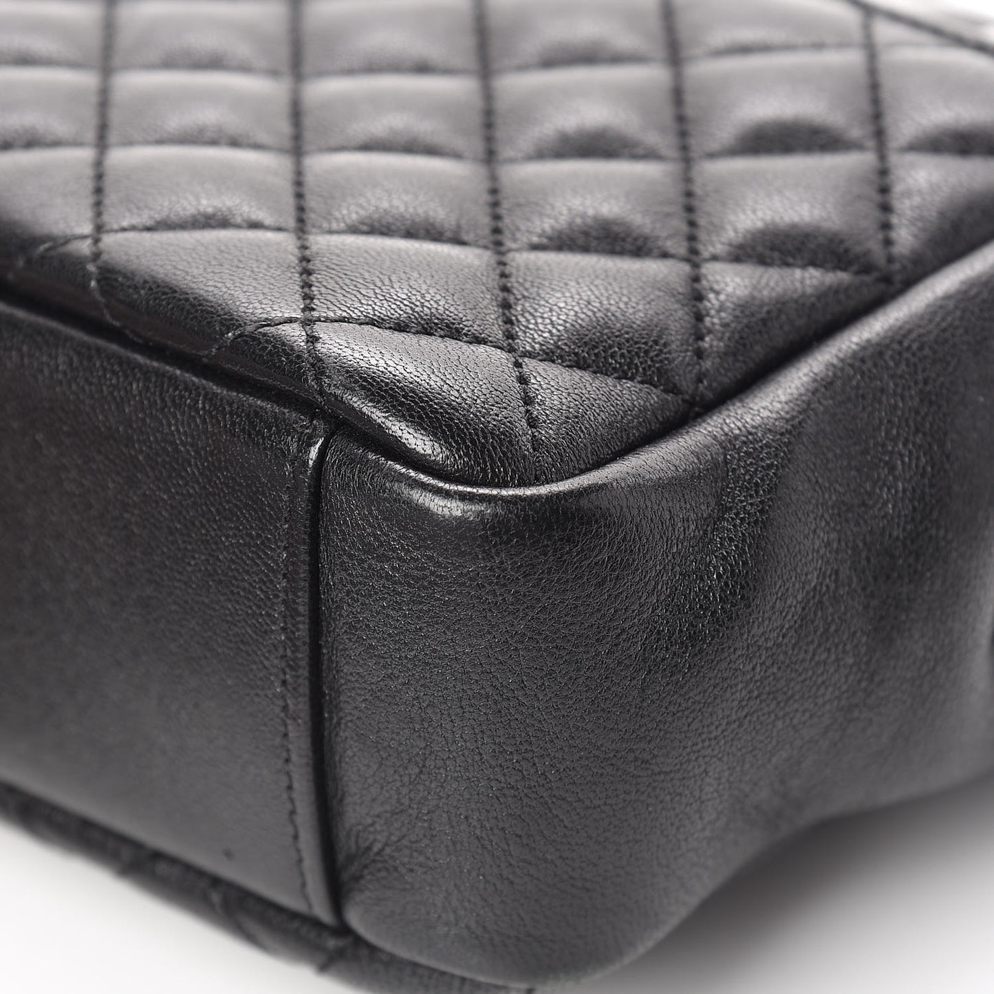 Sheepskin Tri-Quilt Monogram Medium Soft Envelope Bag Black