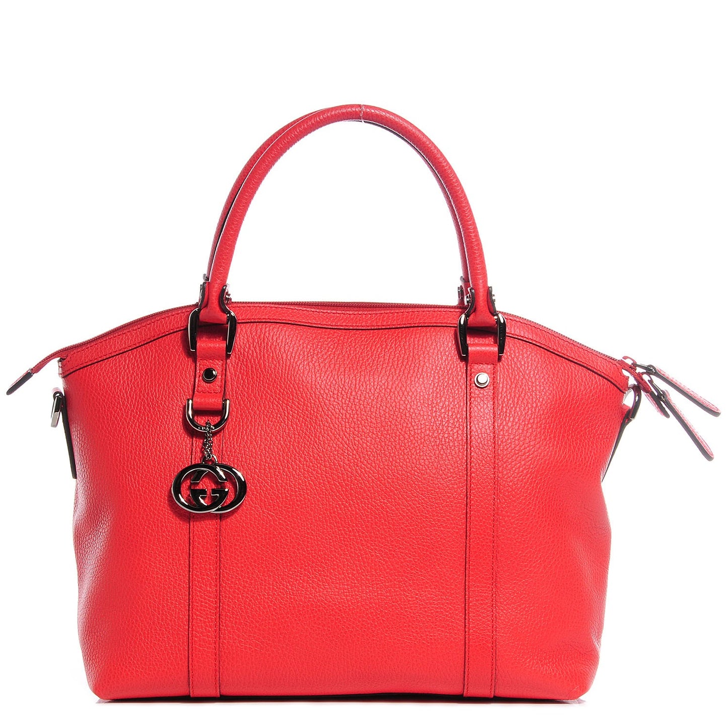 Dollar Calfskin Medium GG Charm Dome Satchel Sporting Red