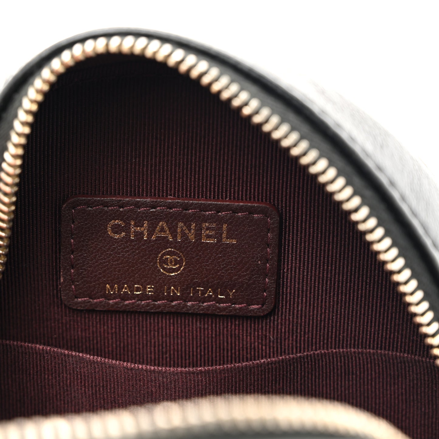 Lambskin Quilted Round Clutch With Chain Black