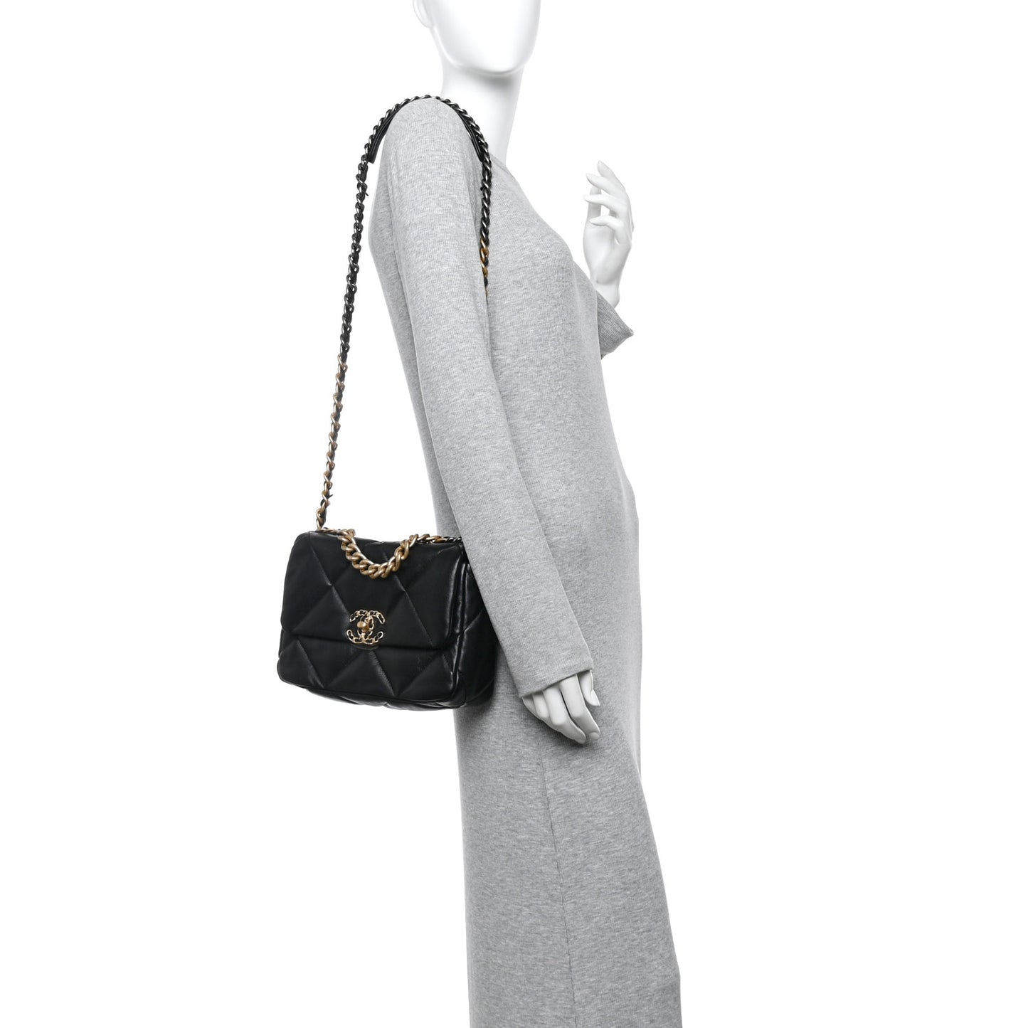 Lambskin Quilted Medium Chanel 19 Flap Black