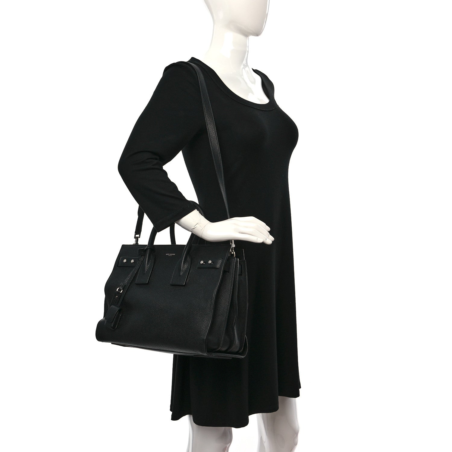 Saint Laurent Grained Calfskin Small Supple Sac De Jour Black 2 of 10