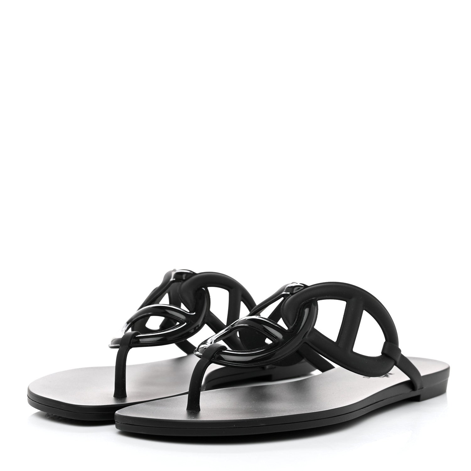 Hermes Rubber Womens Egerie Sandals 41 Black 3 of 9