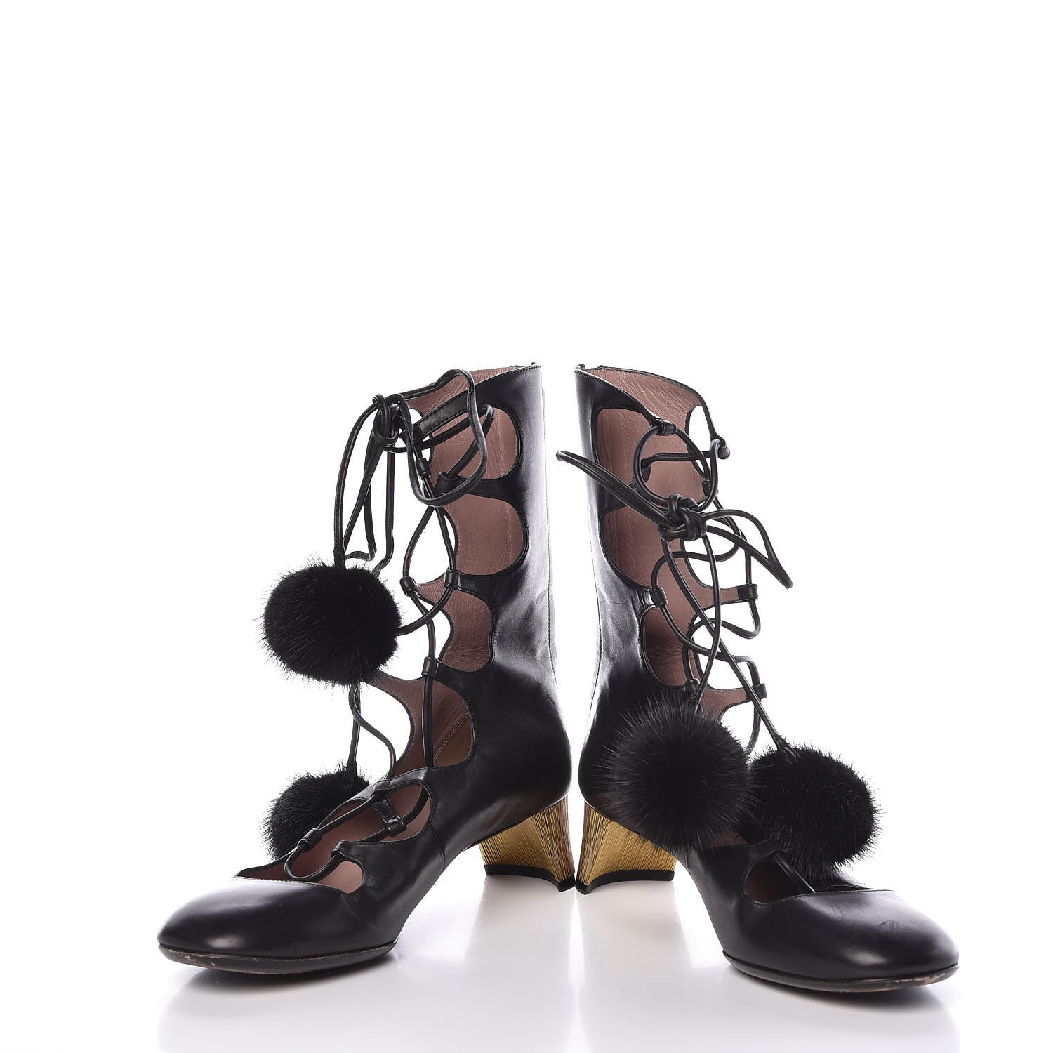 Gucci Calfskin Heloise Lace Up Ankle Boots 38 Black 6 of 13