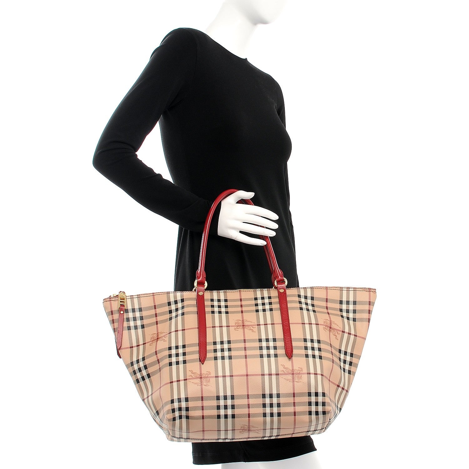Burberry Haymarket Check Medium Salisbury Tote Military Red 2 of 13