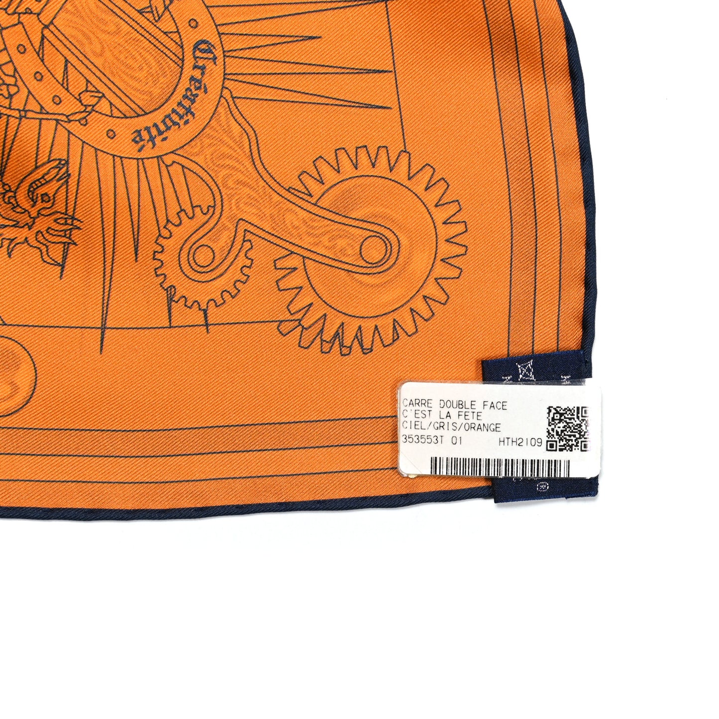 Silk C'est La Fete Double Face Scarf 90 Ciel Gris Orange