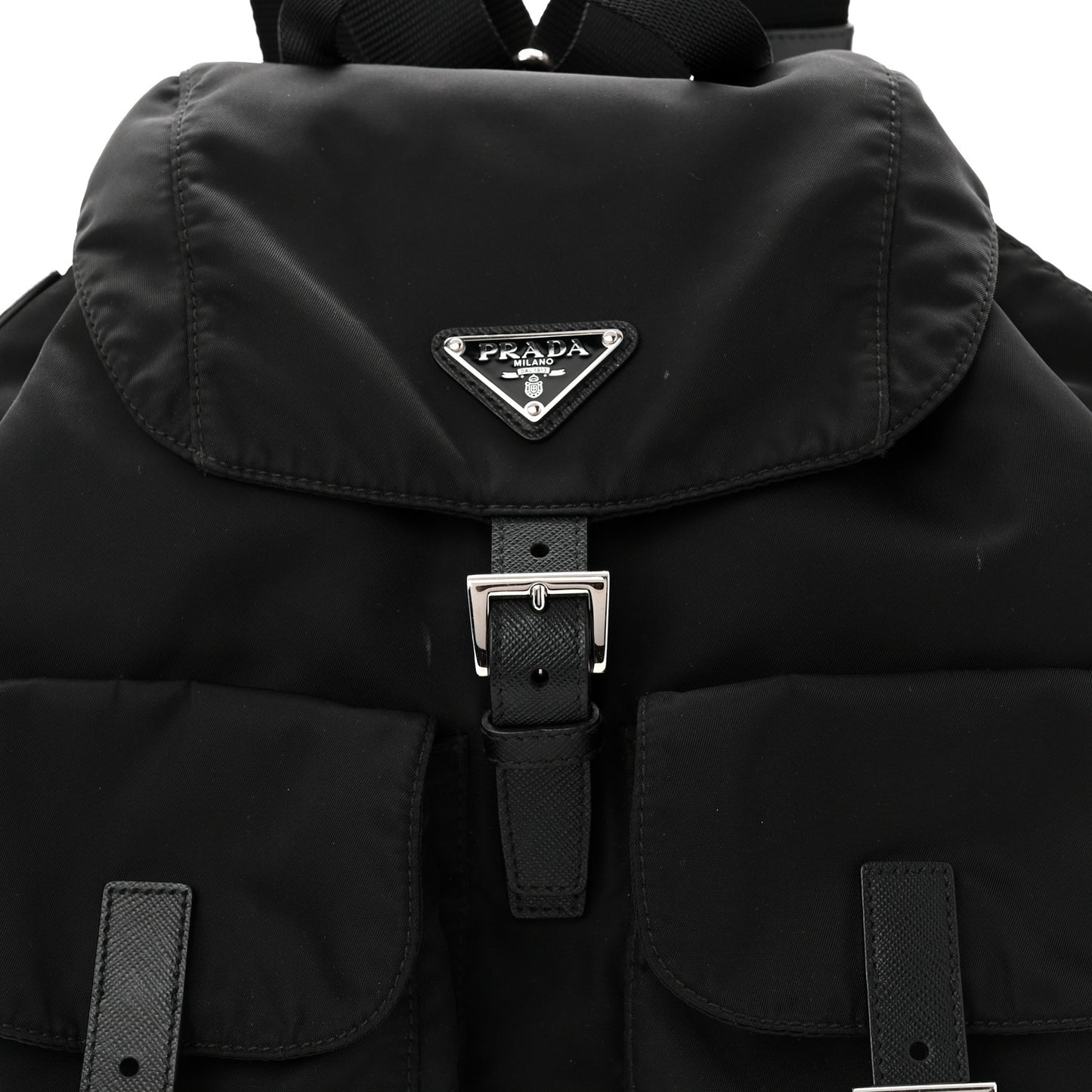Tessuto Nylon Saffiano Medium Backpack Black