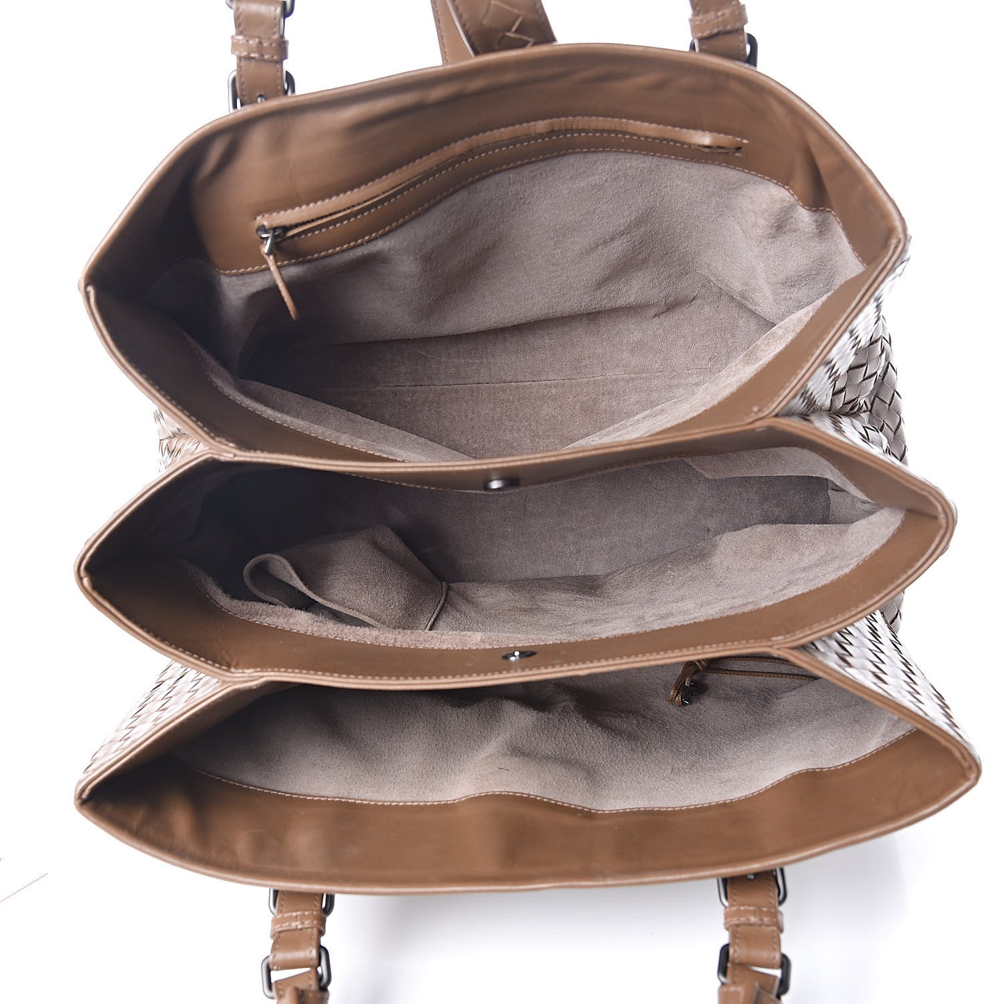 Nappa Intrecciato Medium Roma Tote Brown Taupe