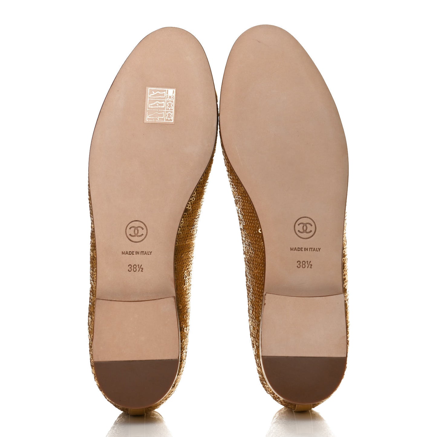 Lambskin Sequin Cap Toe Ballerina Flats 38.5 Gold