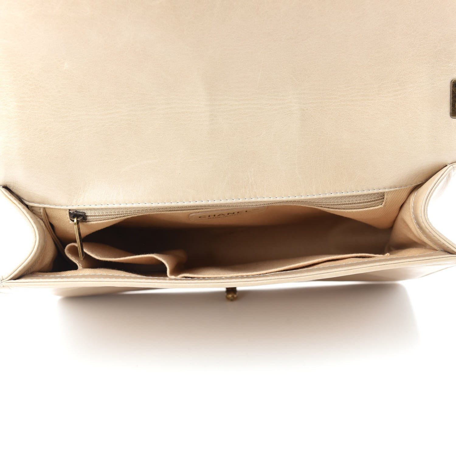 Chanel Glazed Calfskin Quilted Large Boy Flap Beige 6 of 12