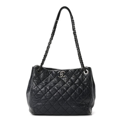 Chanel Glazed Calfskin Quilted Tote Navy 1 of 11