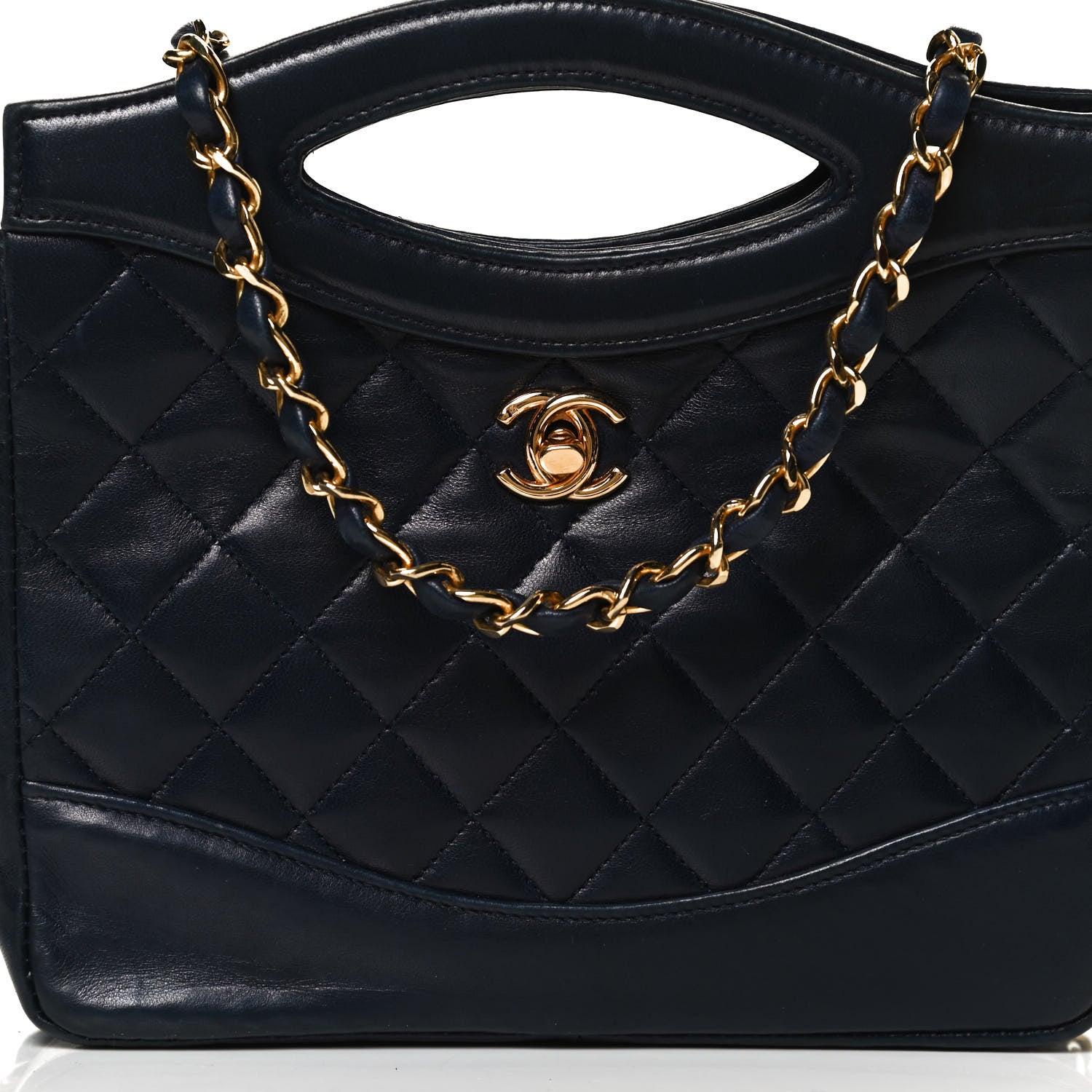 Chanel Aged Calfskin Quilted Small 31 Shopping Bag Navy 9 of 13