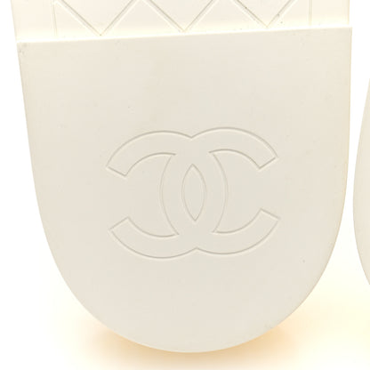 Chanel Printed Calfskin Velcro Dad Flat Mules 38 White Yellow 8 of 9