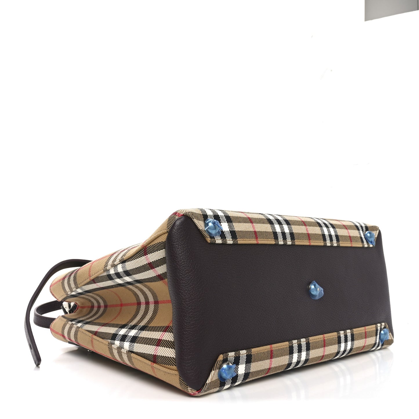 Goatskin Vintage Check Medium Banner Tote Deep Claret