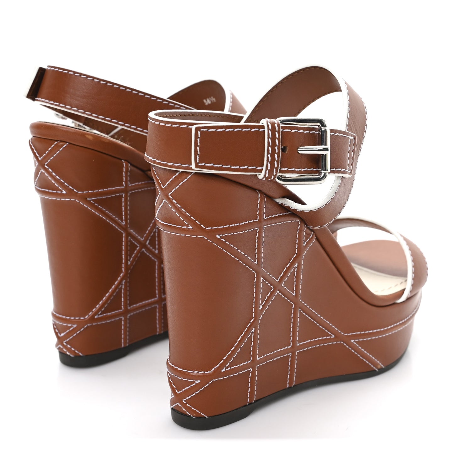 Calfskin Yacht Wedges Sandals 36.5 Camel