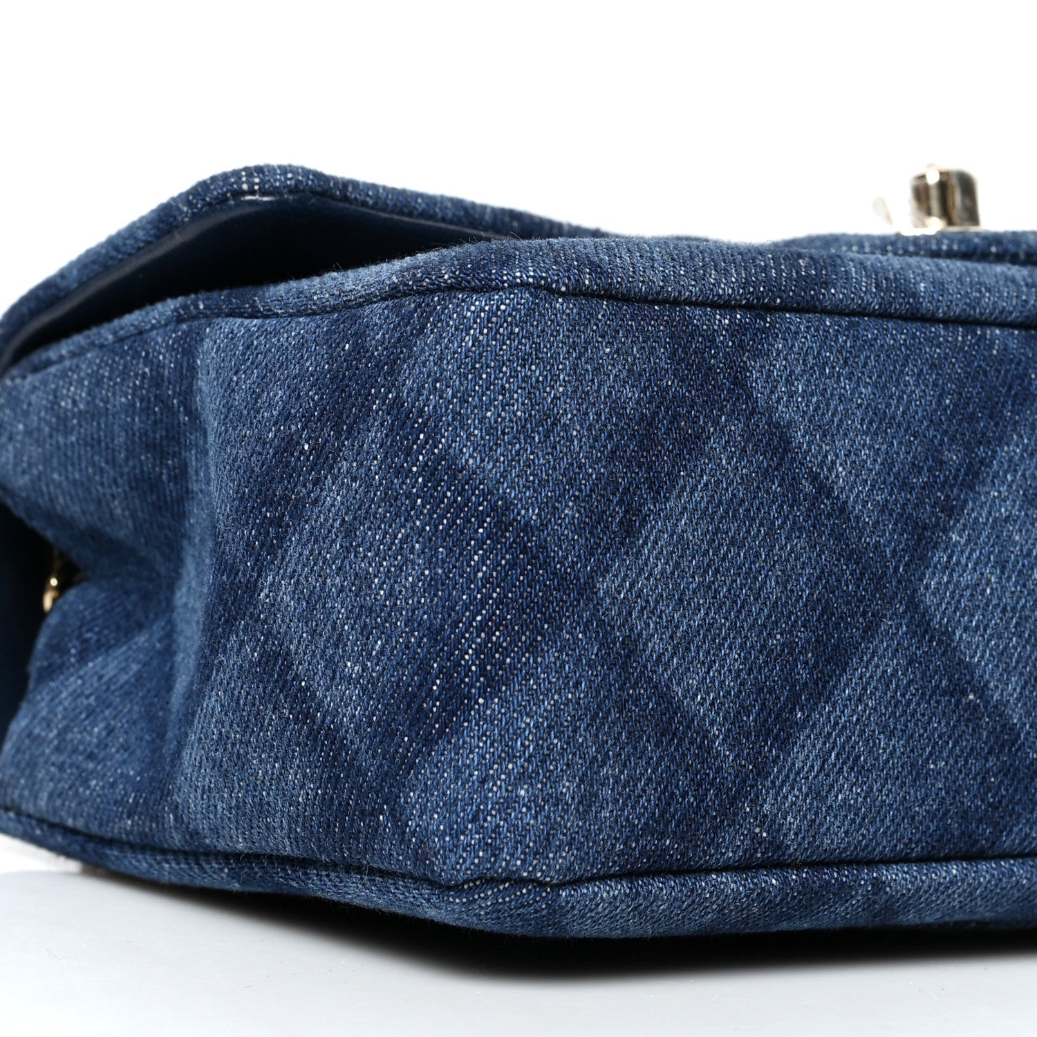 Chanel Printed Denim Quilted Mini Rectangular Flap Dark Blue 9 of 10