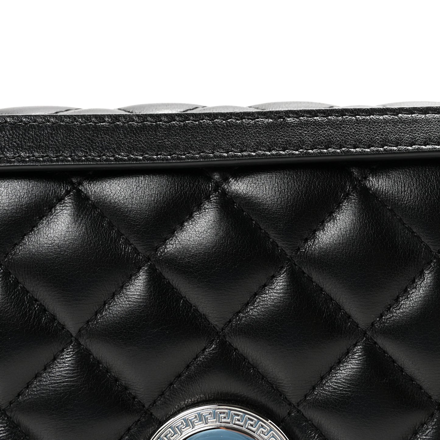 Nappa Quilted Medusa Medium Chain Crossbody Black