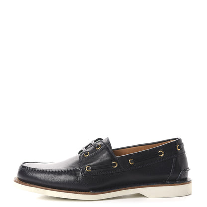 Gucci Calfskin Mens Delta Boat Loafers 8 Black 1 of 10