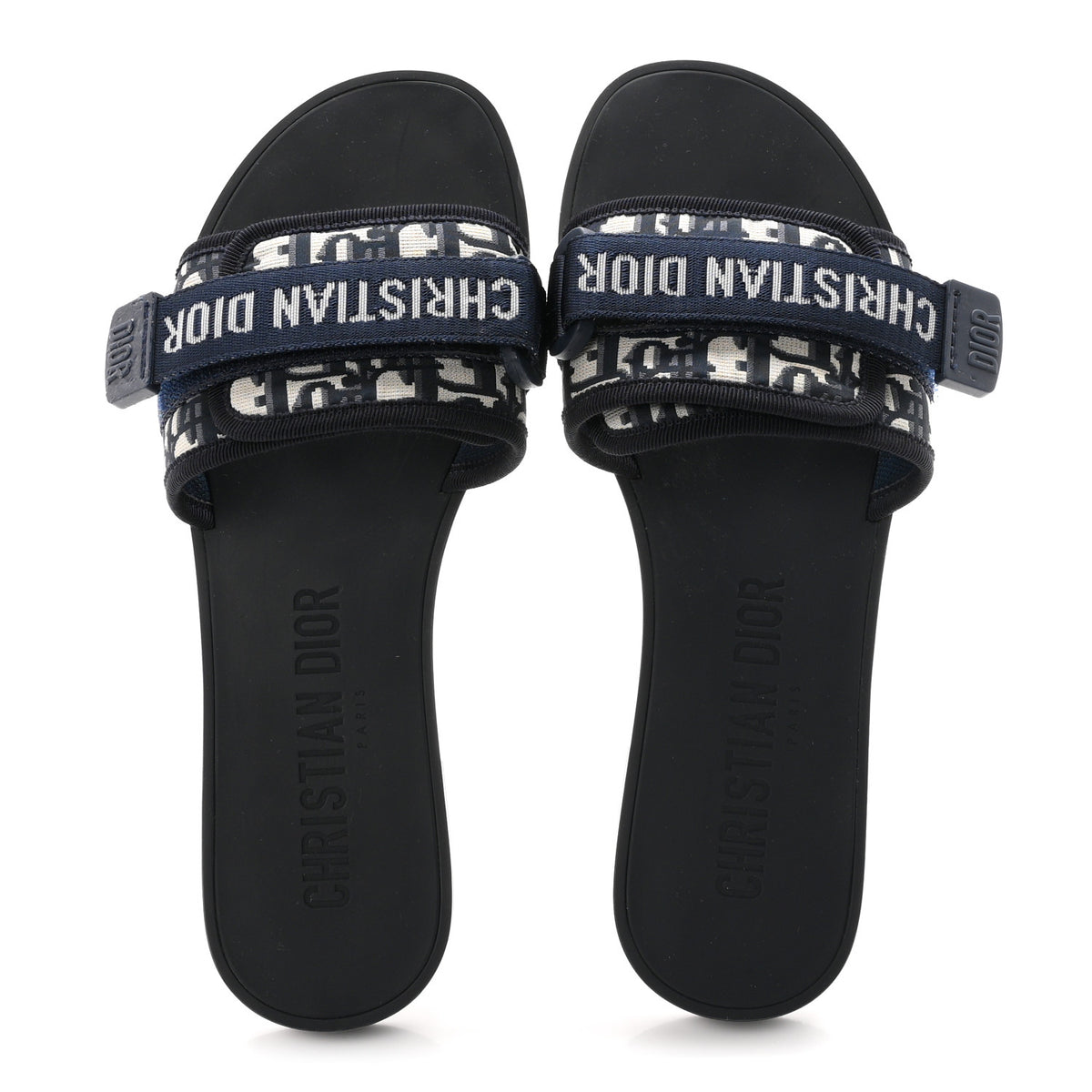Nylon Oblique Dio(r)evolution Slide Sandals 39 Deep Blue