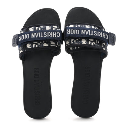 Christian Dior Nylon Oblique Dio(r)evolution Slide Sandals 39 Deep Blue 2 of 10