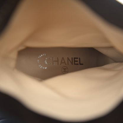 Chanel Suede Calfskin Satin Gabrielle Cap Toe Short Boots 38 Black 10 of 12
