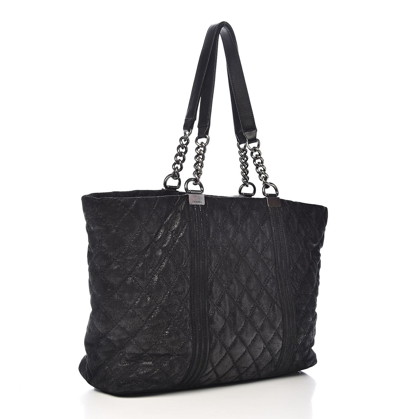 Goatskin Quilted Large Gentle Boy Shopping Tote Black