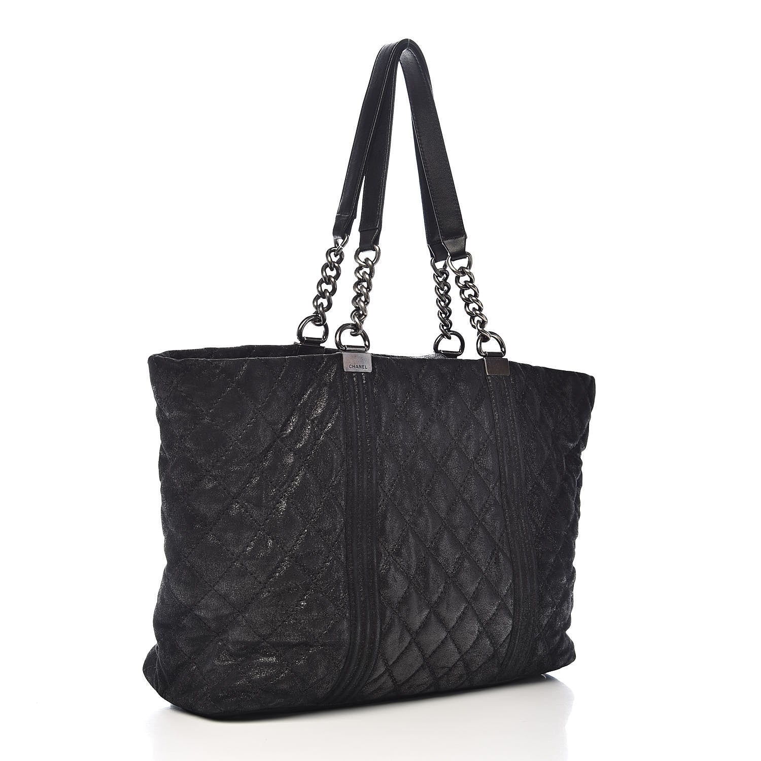 Chanel Goatskin Quilted Large Gentle Boy Shopping Tote Black 3 of 12