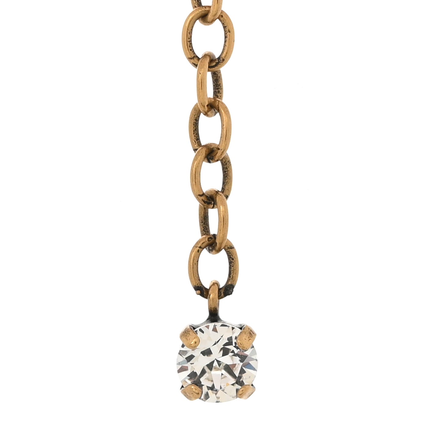 Crystal Embellished Double G Necklace Aged Gold