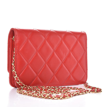 Chanel Lambskin Quilted Golden Class Wallet on Chain WOC Red 3 of 11