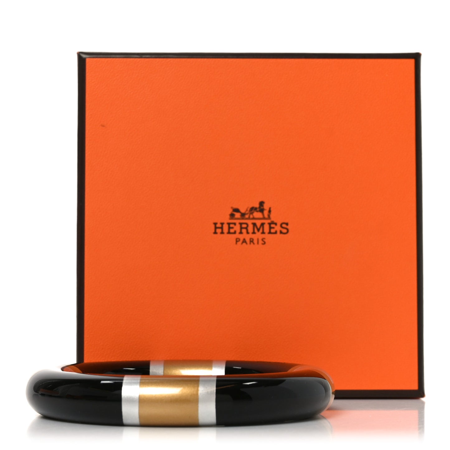 Lacquered Wood H Equipe GM Bangle Bracelet Black
