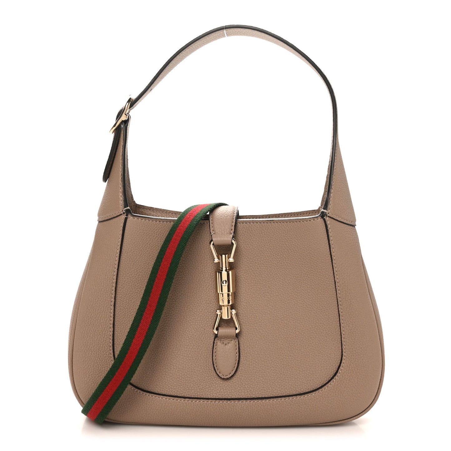 Grained Calfskin Web Medium Jackie 1961 Hobo Taupe