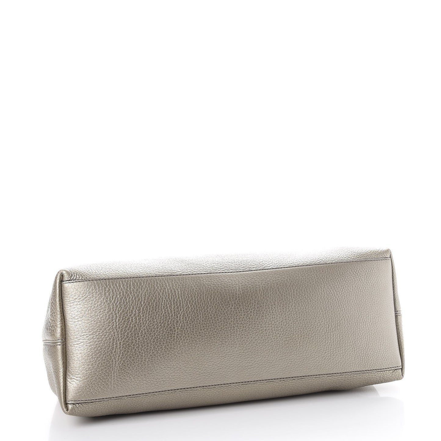 Metallic Pebbled Calfskin Medium Soho Chain Shoulder Bag Golden Beige