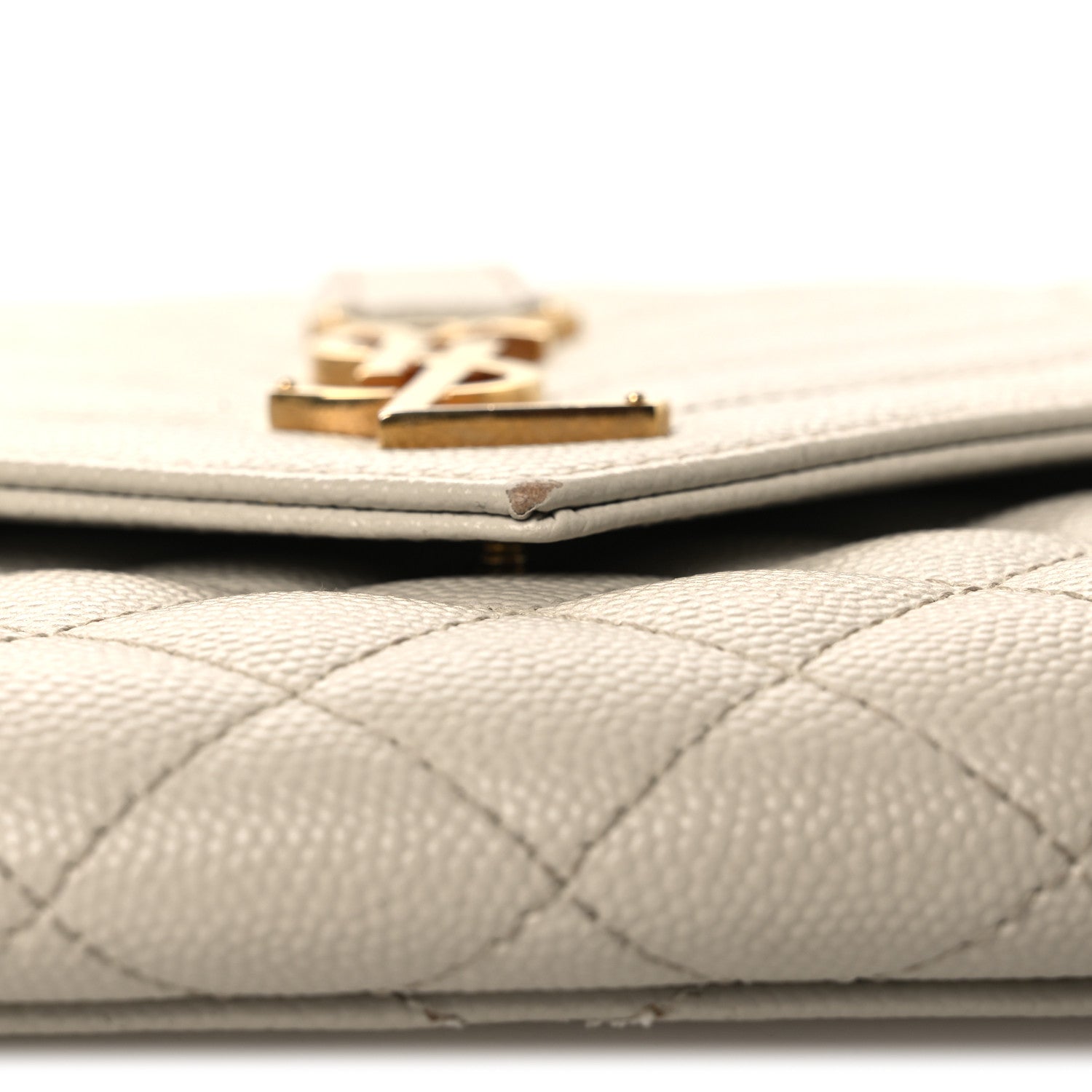 Saint Laurent Grain De Poudre Textured Mixed Matelasse Triquilt Monogram Clutch Blanc Vintage 10 of 11