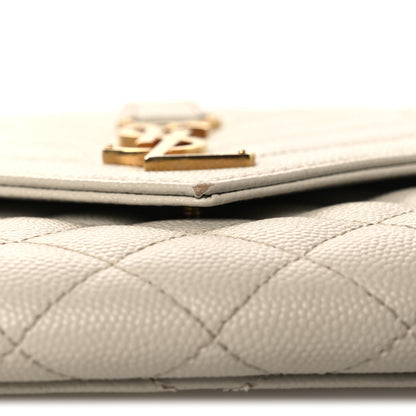 Saint Laurent Grain De Poudre Textured Mixed Matelasse Triquilt Monogram Clutch Blanc Vintage 10 of 11