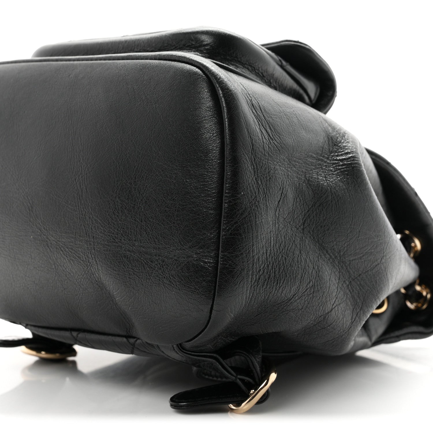 Chanel Glazed Aged Calfskin Quilted Small Duma Drawstring Backpack Black 9 of 9