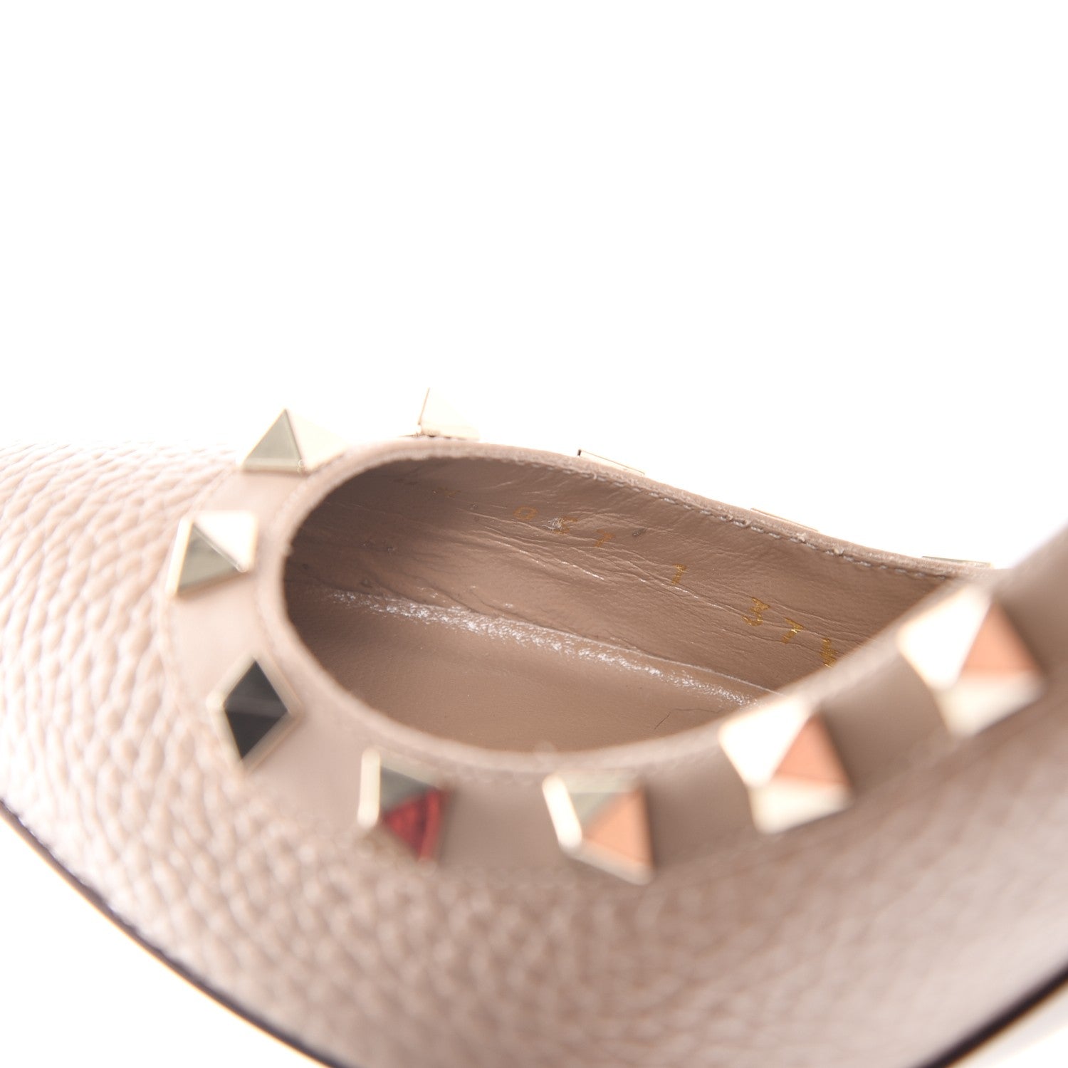 Valentino Garavani Pebbled Calfskin Rockstud 100mm Pumps 37.5 Camel Rose 8 of 9
