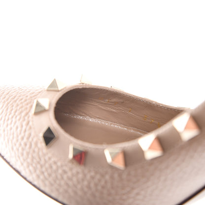 Valentino Garavani Pebbled Calfskin Rockstud 100mm Pumps 37.5 Camel Rose 8 of 9