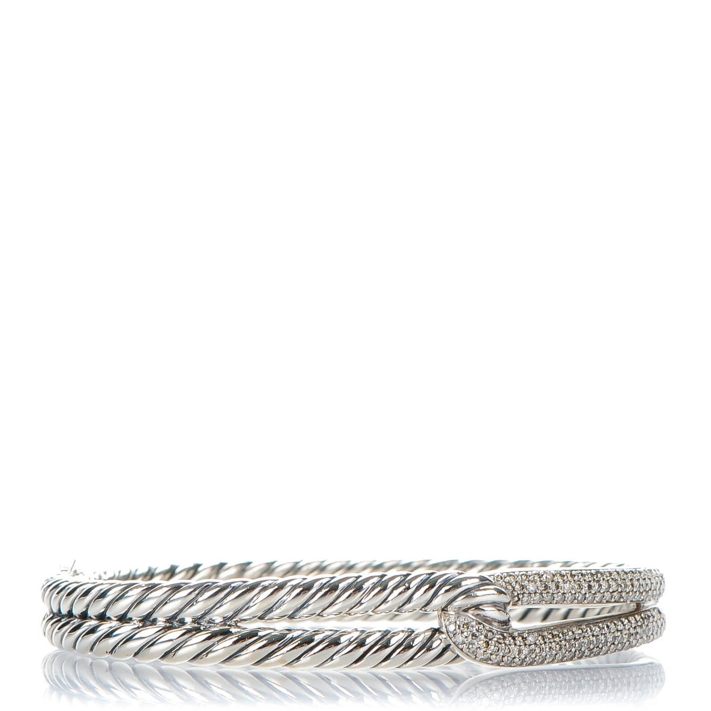 Sterling Silver Diamond 7mm Petite Pave Single Loop Labyrinth Bracelet