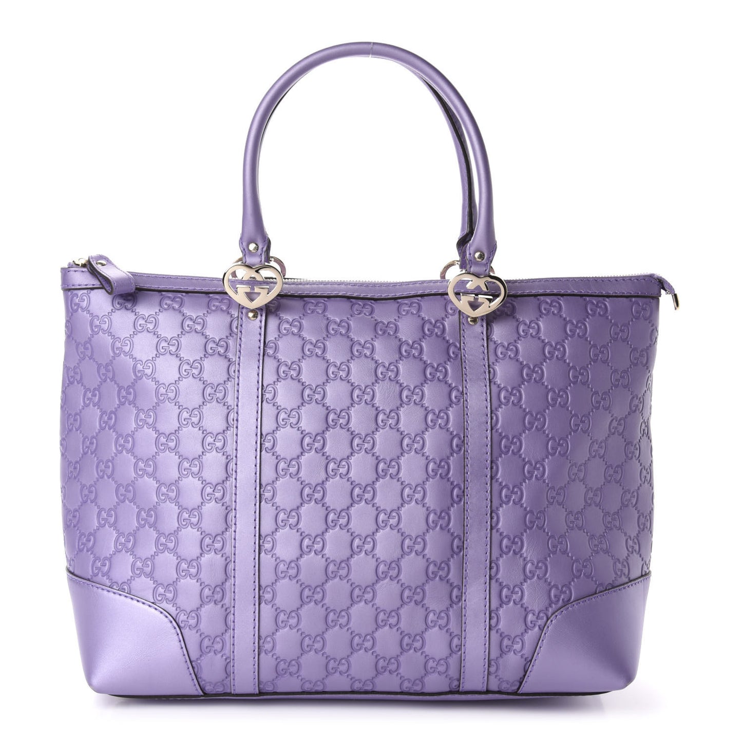 Metallic Guccissima Lovely Heart Tote Purple
